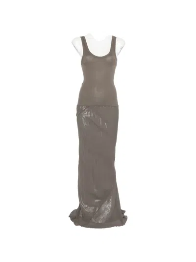 Rick Owens Dafne Textured Sleeveless Midi Dress In Gray