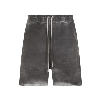 Rick Owens Dark Dust Cotton Shorts In Grey