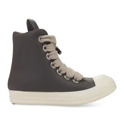 Rick Owens Dark Dust Jumbo Lace Padded Leather Sneakers In Gray