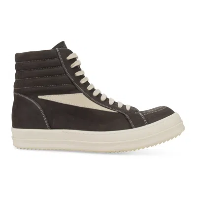 Rick Owens Dark Dust Leather High Vintage Sneakers