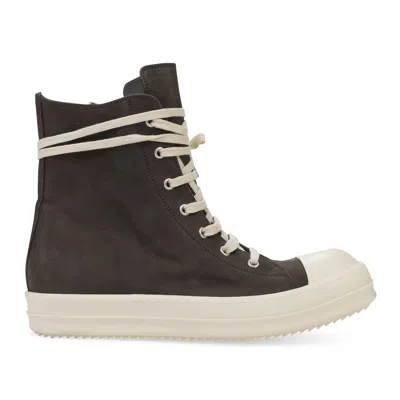 Rick Owens Dark Dust Leather Sneakers In 3411 Dust/milk/milk