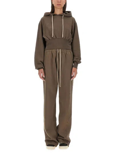 Rick Owens Dark Grey Solid Hood Sweatshirt In Neutral