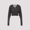 Rick Owens Cropped Virgin Wool Pullover V-neck In Gray