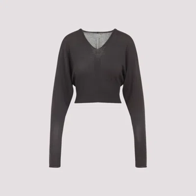 RICK OWENS DARK GREY V-NECK SWEATER