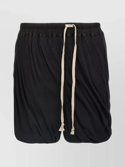 RICK OWENS 'DBL LONG BOXERS' DRAPED WAISTBAND BERMUDA SHORTS