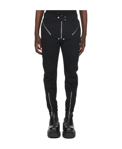 Rick Owens Decorative-zip Detailing Cotton Trousers In Black