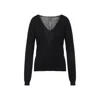 Rick Owens Deep V-neck Virgin Wool Sweater With Long Sleeves In Black