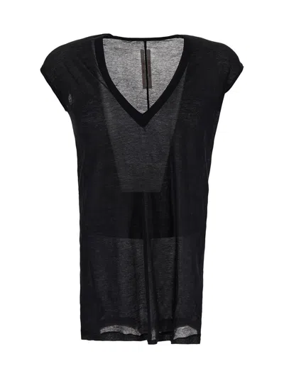 Rick Owens Deep V Sl T-shirt In Black