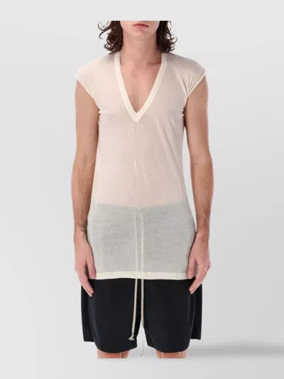 Rick Owens Deep V Sl T-shirt In White