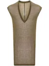 Rick Owens Deep V Sleeveless Tank Top In Green