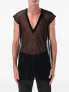 Rick Owens Deep V Sl T-shirt In Black