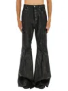 Rick Owens Bootcut Jeans With Metallic Finish And Flared Silhouette In Black