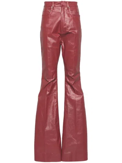 Rick Owens Lido Bolan Bootcut Trousers In Rojo