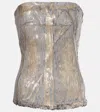 Rick Owens Denim Strapless Cotton Blend Bustier Top In Gold