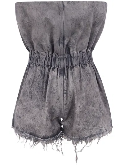Rick Owens Denim Crater Shorts In Animal Print