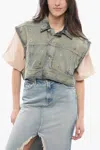Rick Owens Denim Cropped Jacket With Laces In Blue