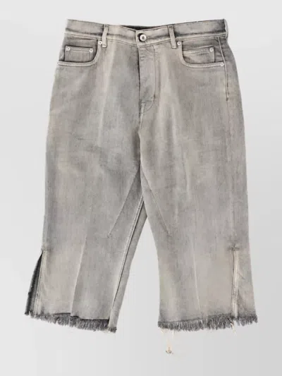 Rick Owens Denim Cropped Jeans In Gray