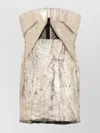 Rick Owens Mini Dress With Cut-out Detailing And Metallic Finish In Neutrals