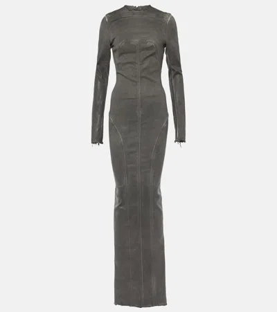 Rick Owens Edfu Al Washed-denim Gown In Grey