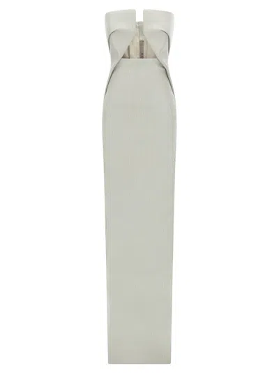 RICK OWENS DENIM GOWN WITH FRONT CUT-OUT