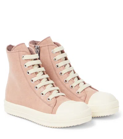 Rick Owens Kids' Denim High-top Sneakers In Pink