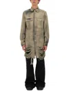 Rick Owens Distressed Denim Overshirt With Fringed Hem