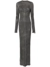 Rick Owens Gray Edfu Al Denim Maxi Dress In Grey