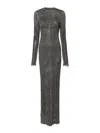 Rick Owens Gray Edfu Al Denim Maxi Dress In Grey