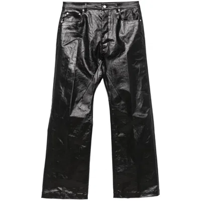 Rick Owens Geth Wide-leg Leather Trousers In Black