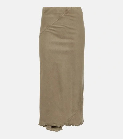 Rick Owens Denim Midi Skirt In Neutrals