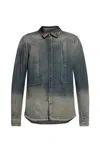 Rick Owens Gray Concordia Fogpocket Denim Shirt In Blue
