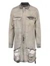 Rick Owens Frayed Distressed-effect Denim Jacket In Grey