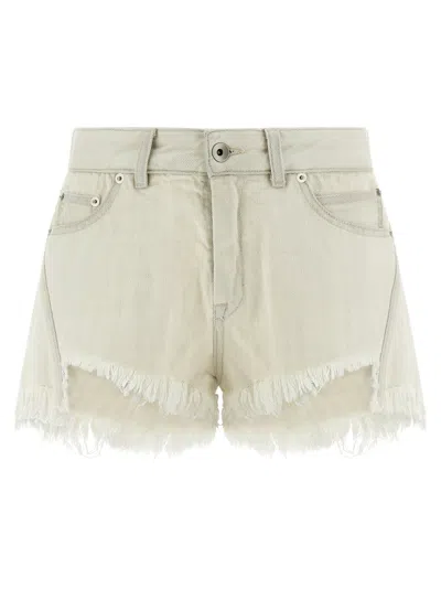 Rick Owens Temple Bias Denim Shorts In Multi