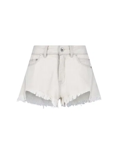 Rick Owens Denim Shorts "bias Cutoffs" In White