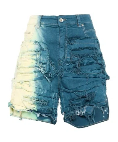 Rick Owens Denim Shorts In Blue
