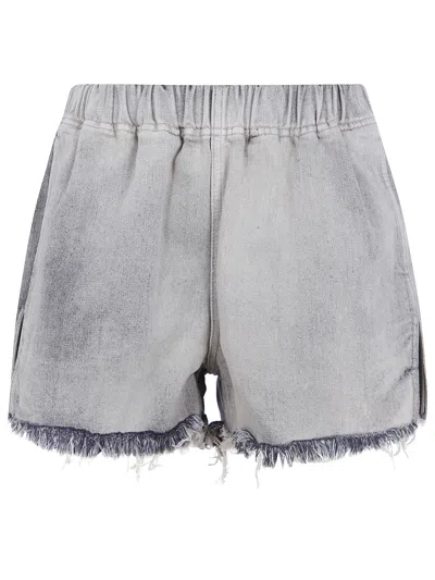 Rick Owens Denim Shorts Mineral In Gray