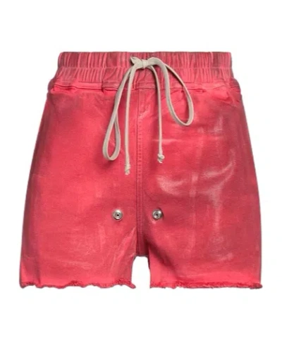 Rick Owens Denim Shorts In Red