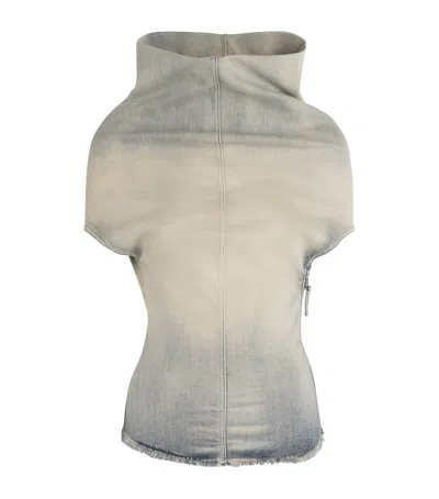 Rick Owens Denim Shroud Top In Blue