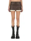 Rick Owens Brown Fog Leather Shorts