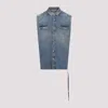 Rick Owens Denim Sleeveless Tommy Jumbo Vest In Denim