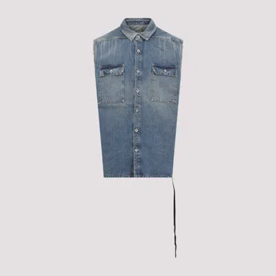 Rick Owens Denim Sleeveless Tommy Jumbo Vest