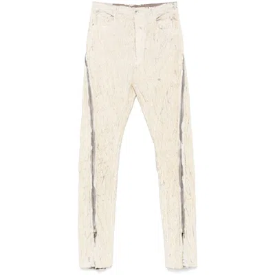 Rick Owens Denim Slim-fit Jeans In Yellow/white