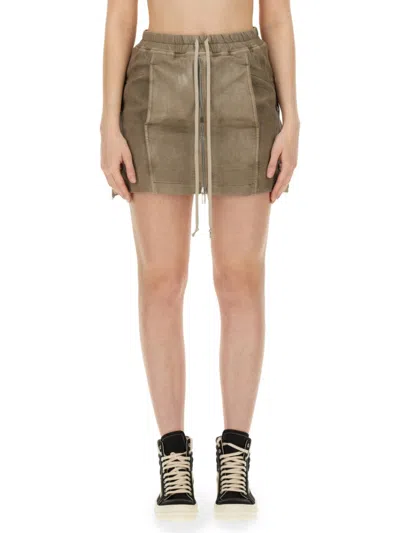 Rick Owens Denim Solid Mini Skirt In Green