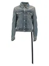 Rick Owens Denim Solid Shirt Collar Jacket In Denim