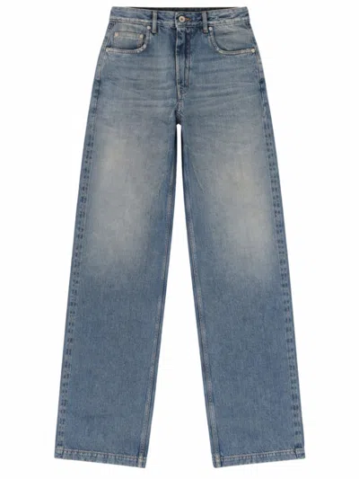 Rick Owens Denim Straight High Rise Jeans In Blue