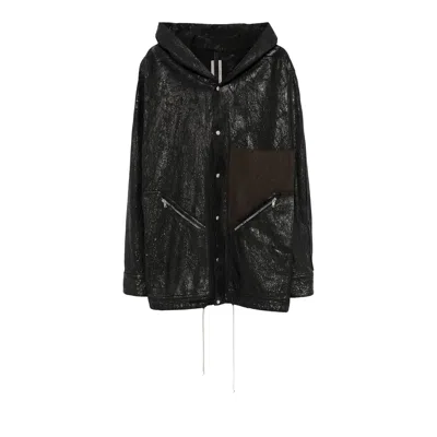 Pre-owned Rick Owens Denim Tour Hoodie 'black/brown/black' | Men's Size 48