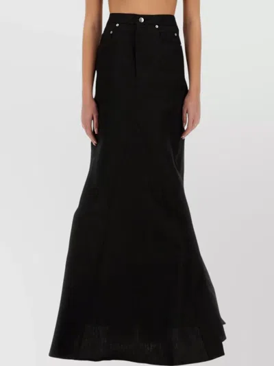 Rick Owens Detailed Button High-waisted Long Skirt In Black