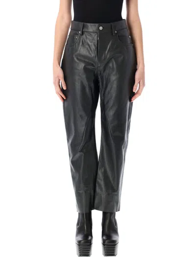 Rick Owens Detroit Cut Leather Pant In Black