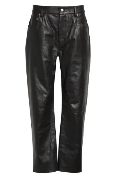 Rick Owens Detroit Cut Leather Pants In Black