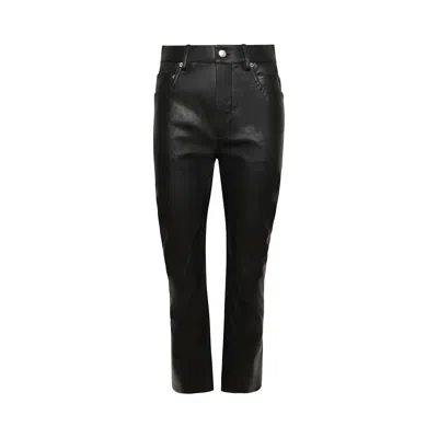 Pre-owned Rick Owens Detroit Cut Leather Pants 'black' | Women's Size 46